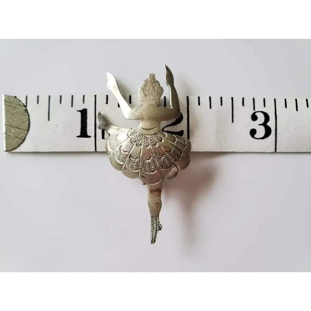 Alpaca Silver Hecho En Mexico Mexican Lady Dancer Brooch Pin